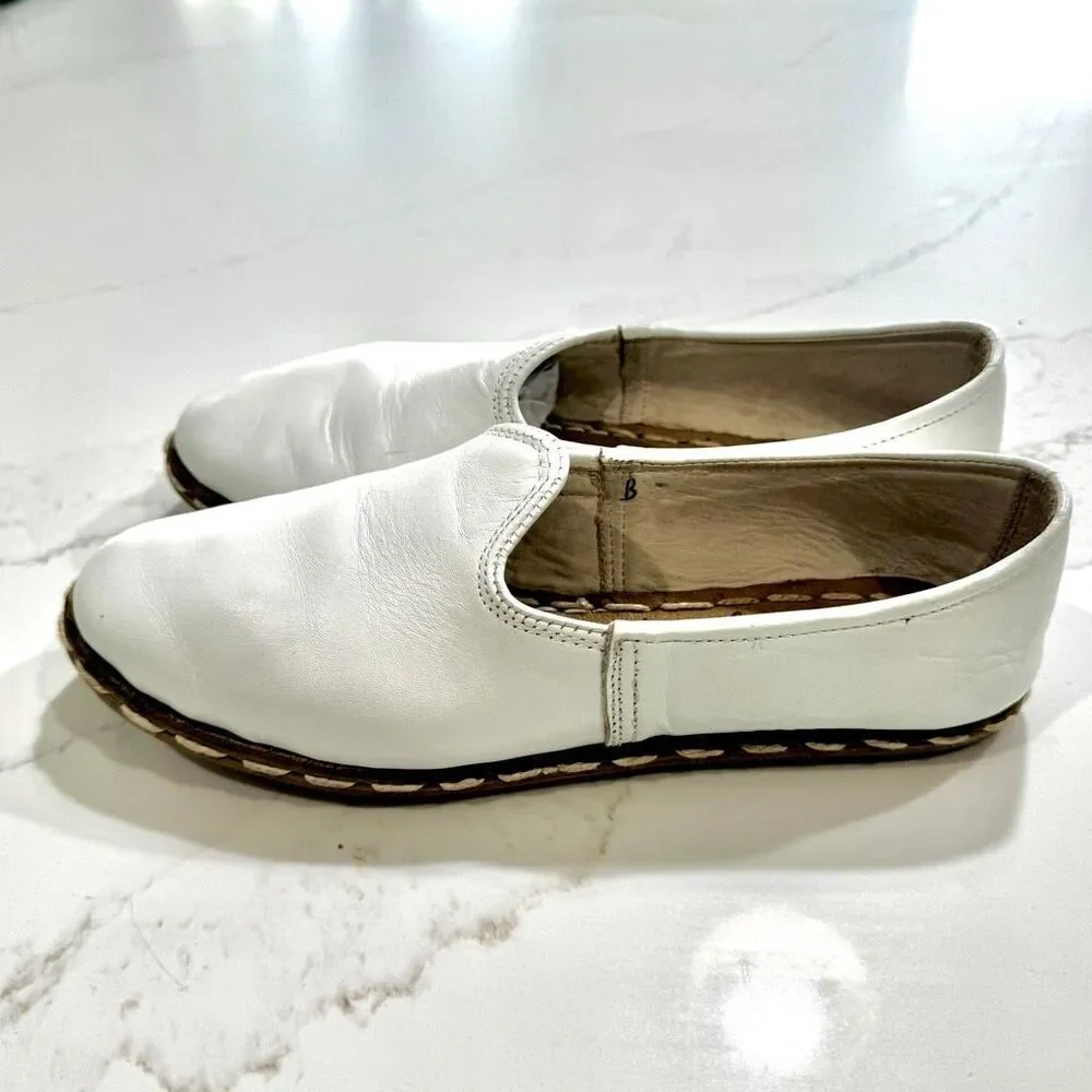 Sabah Handmade Slip On Loafers. White. Size Women’s 39/US9